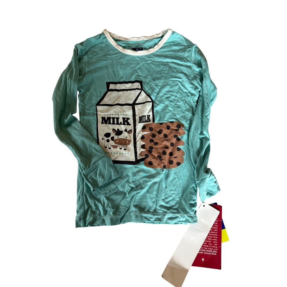NEW Kickee Pants glacier milk and cookie Pajama Top size 5